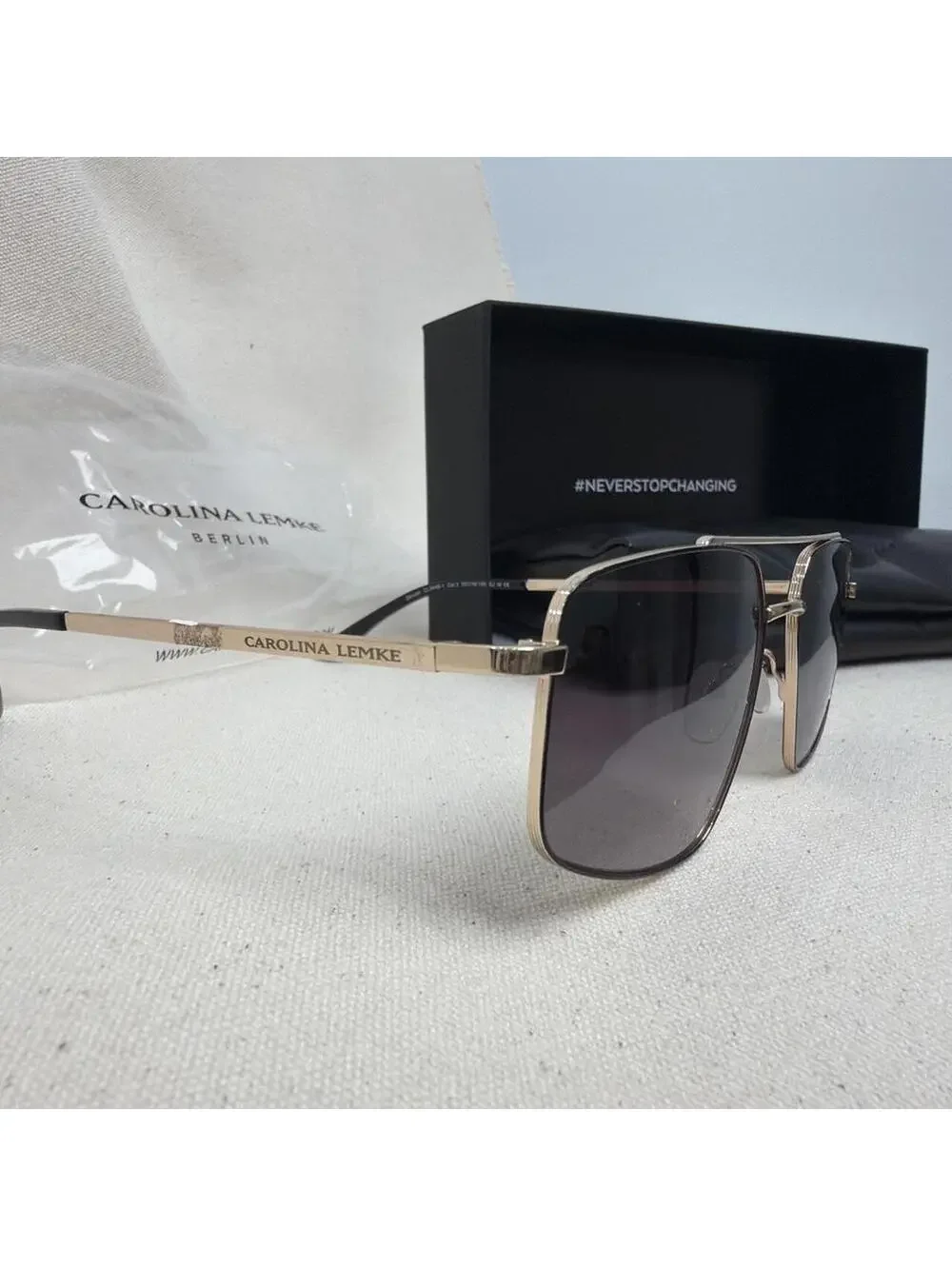 Carolina Lemke Berlin Sunglasses Rose Gold Navigator Double Bridge New